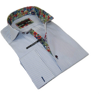 Men's Axxess Turkey Shirt 100% Cotton High Collar 224-11 French Cuffs Stripe