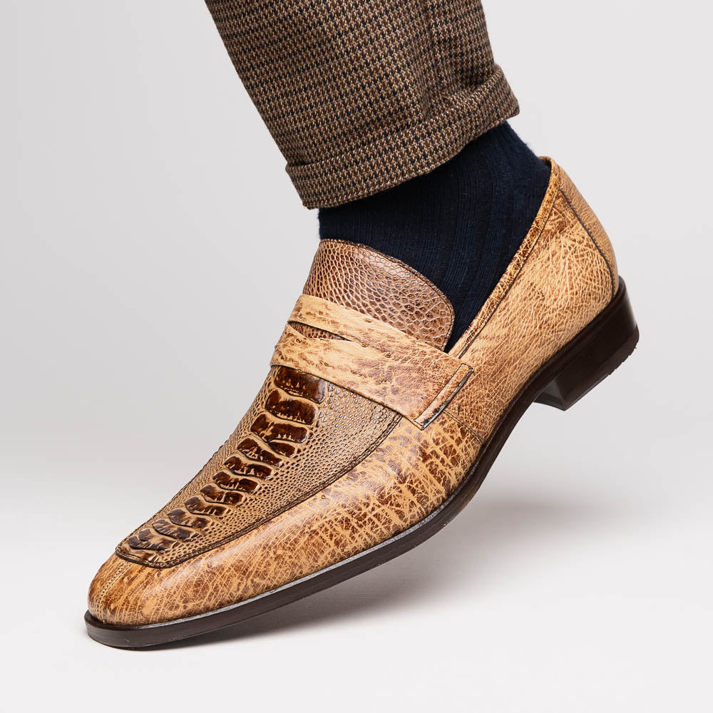 Fangio Classic Penny Loafer Genuine Ostrich Leg Quill Shoes Orix