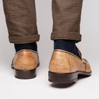 Fangio Classic Penny Loafer Genuine Ostrich Leg Quill Shoes Orix