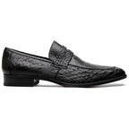 Fangio Penny Loafer Genuine Ostrih Leg Quil Black