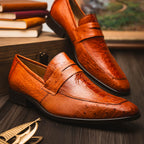 Fangio Classic Penny Loafer Genuine Ostrich Leg Quil Cognac