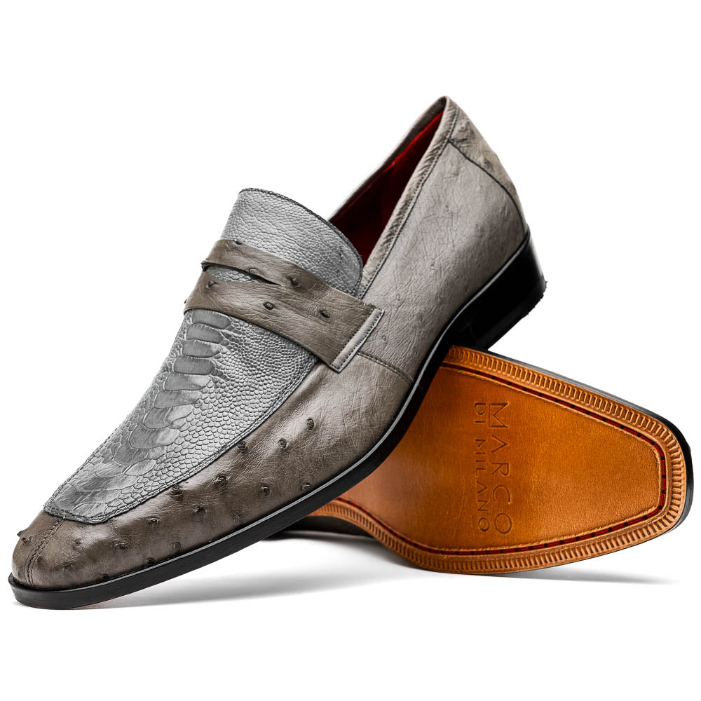 Marco Di Milano genuine ostrich leg and ostrich quill Shoes Fangio Serpentine Gray
