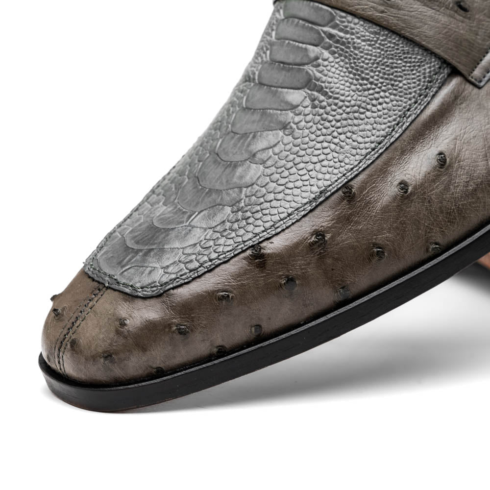 Marco Di Milano genuine ostrich leg and ostrich quill Shoes Fangio Serpentine Gray