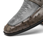 Marco Di Milano genuine ostrich leg and ostrich quill Shoes Fangio Serpentine Gray
