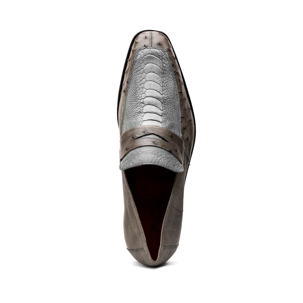 Marco Di Milano genuine ostrich leg and ostrich quill Shoes Fangio Serpentine Gray