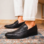 Fangio Penny Loafer Genuine Ostrih Leg Quil Black