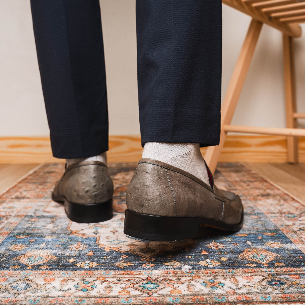 Marco Di Milano genuine ostrich leg and ostrich quill Shoes Fangio Serpentine Gray