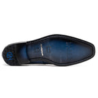 Fangio Classic Penny Loafer Genuine Ostrich Leg & Quill Shoes Denim Blue
