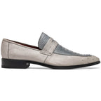 Fangio Men's Dress Shoes Penny Loafer Ostrich Leg Quill Gray