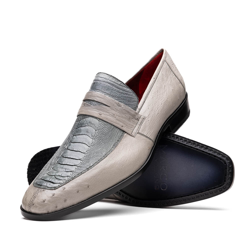Fangio Men's Dress Shoes Penny Loafer Ostrich Leg Quill Gray
