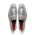 Fangio Men's Dress Shoes Penny Loafer Ostrich Leg Quill Gray