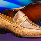Fangio Classic Penny Loafer Genuine Ostrich Leg Quill Shoes Orix
