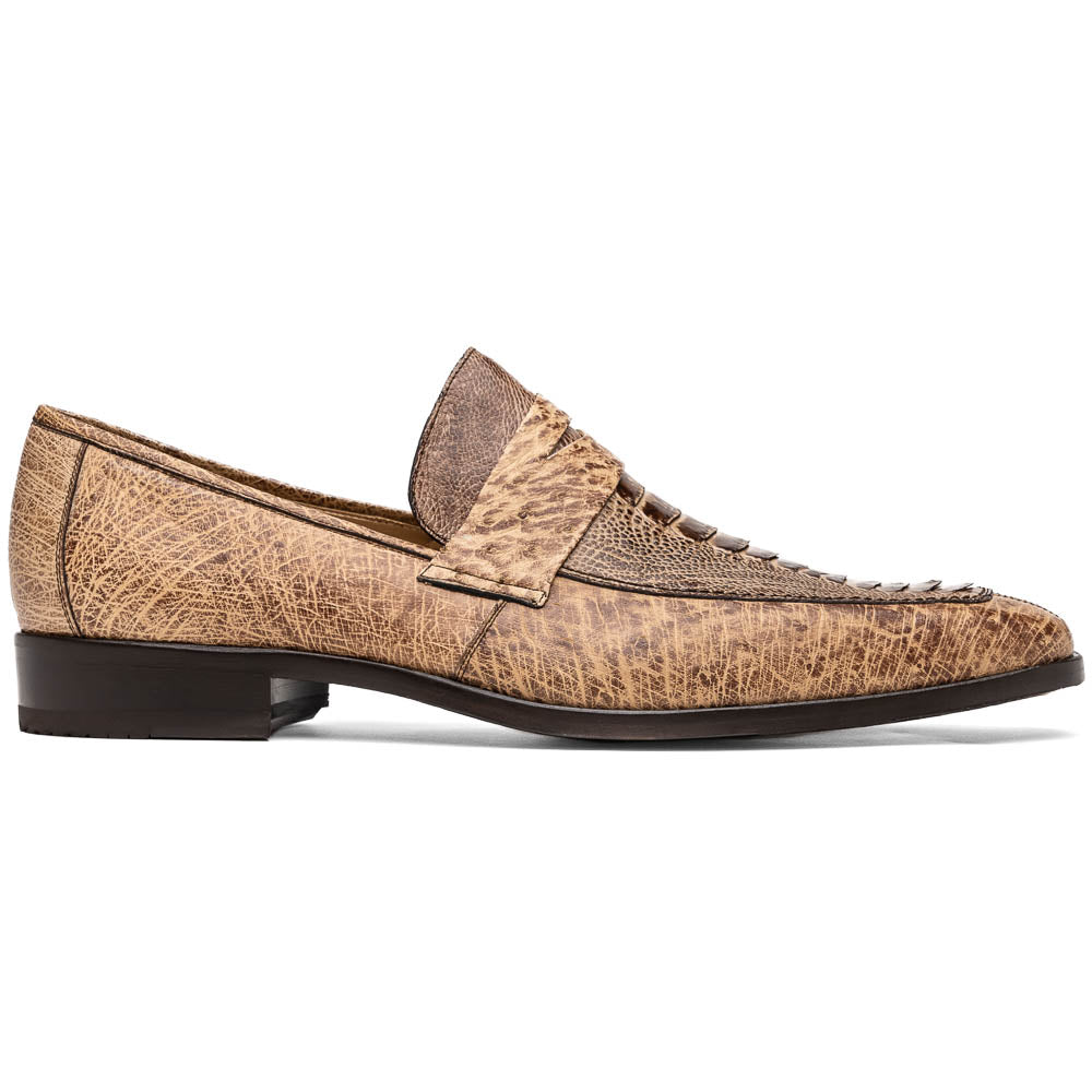 Fangio Classic Penny Loafer Genuine Ostrich Leg Quill Shoes Orix