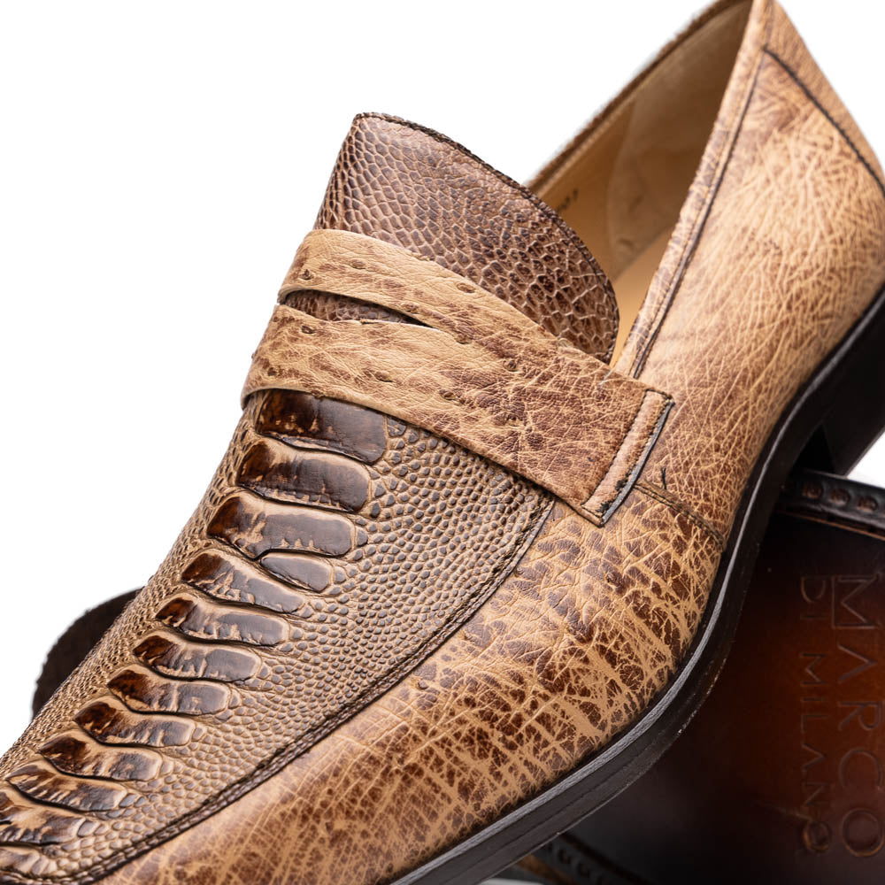 Fangio Classic Penny Loafer Genuine Ostrich Leg Quill Shoes Orix