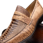 Fangio Classic Penny Loafer Genuine Ostrich Leg Quill Shoes Orix