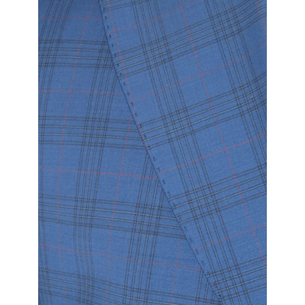 Men's Fabio Matteo Turkish Suit Fine Super 160's Italian Wool FB222 #04 Blue Plaid