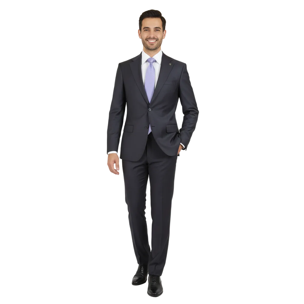 Men's Fabio Matteo Turkish Suit Super 160's Italian Wool FB222 #42 Charcoal/Plum