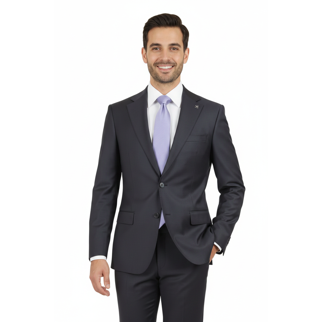 Men's Fabio Matteo Turkish Suit Super 160's Italian Wool FB222 #42 Charcoal/Plum
