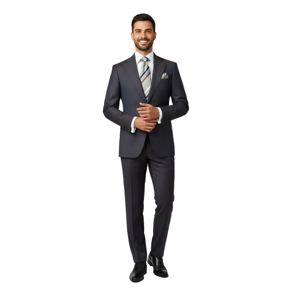 Men's Fabio Matteo Turkish Suit Extra Fine Super 160's Italian Wool FB222 #18 Brown/Blue