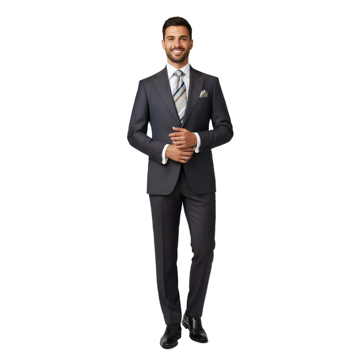 Men's Fabio Matteo Turkish Suit Extra Fine Super 160's Italian Wool FB222 #18 Brown/Blue