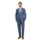Men's Fabio Matteo Turkish Suit Extra Fine Super 160's Italian Wool FB222 #22 Blue/Brown