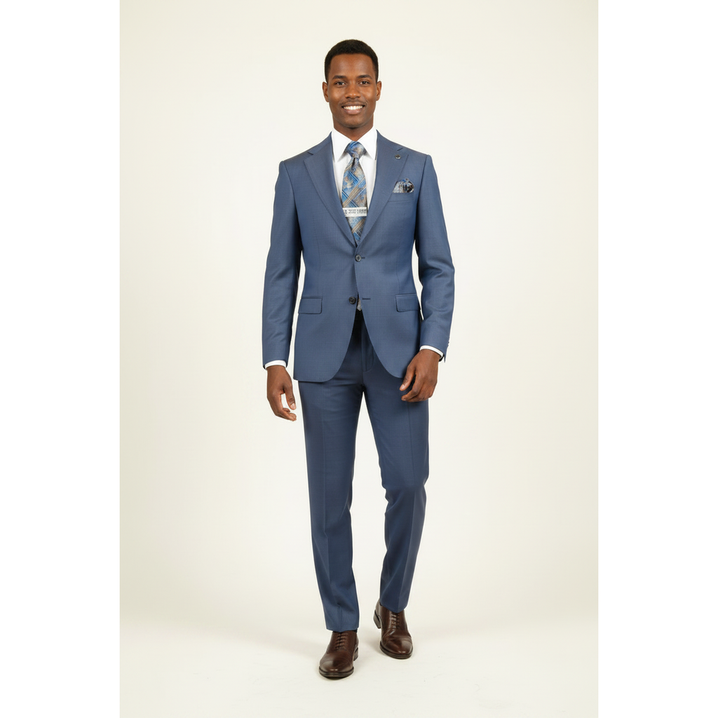Men's Fabio Matteo Turkish Suit Extra Fine Super 160's Italian Wool FB222 #22 Blue/Brown