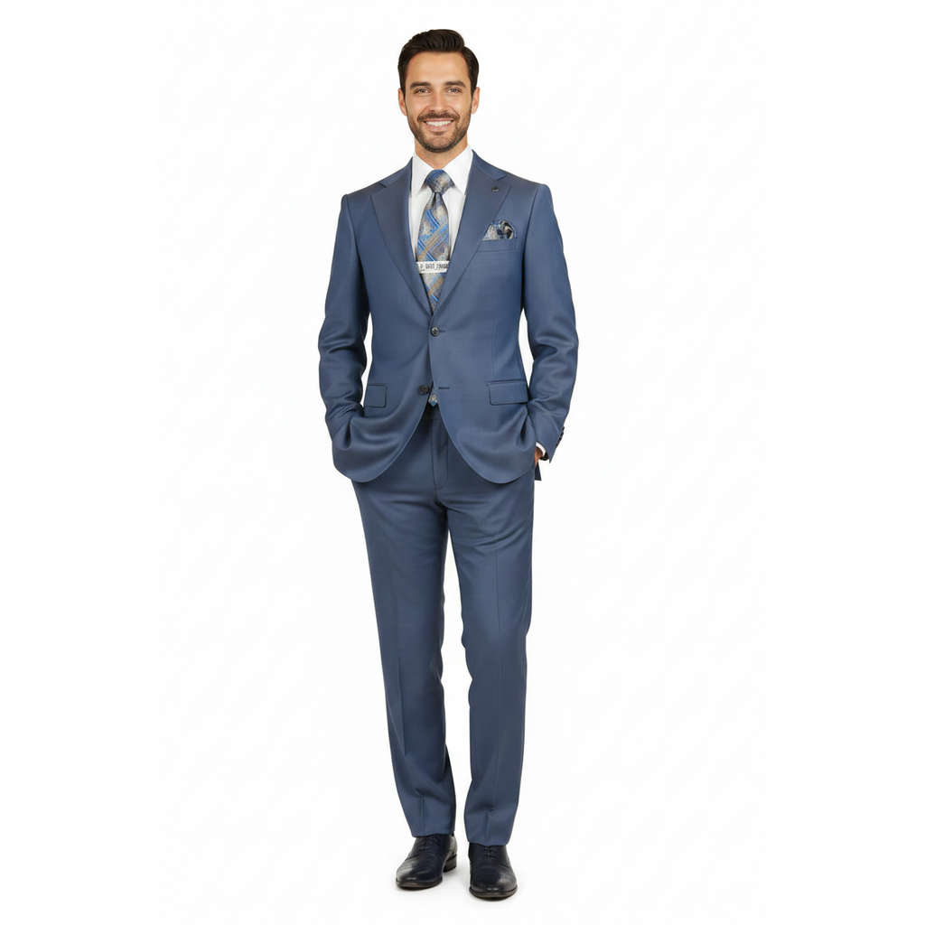 Men's Fabio Matteo Turkish Suit Extra Fine Super 160's Italian Wool FB222 #22 Blue/Brown