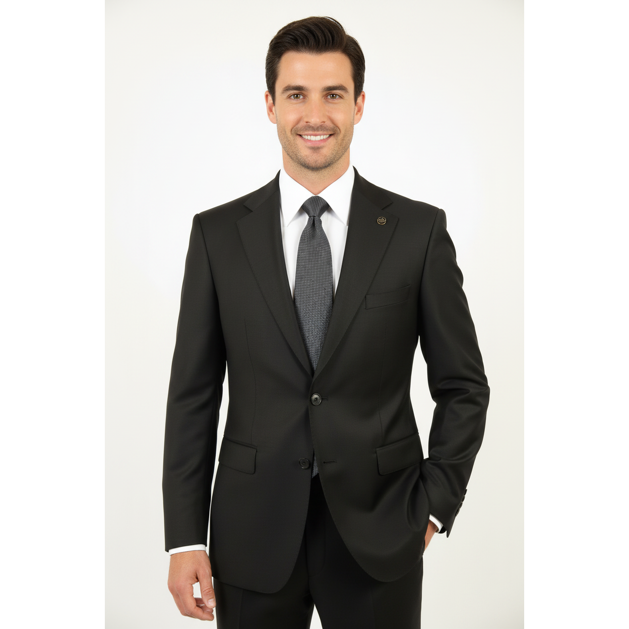 Men's Fabio Matteo Turkish Suit Extra Fine Super 160's Italian Wool FB222 #32 Black