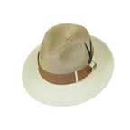 Men's Milani Straw Braided Fedora Hat Soft Crushable FDS-006 Ivory/Cognac