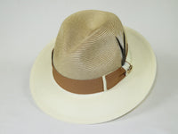 Men's Milani Straw Braided Fedora Hat Soft Crushable FDS-006 Ivory/Cognac