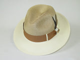 Men's Milani Straw Braided Fedora Hat Soft Crushable FDS-006 Ivory/Cognac