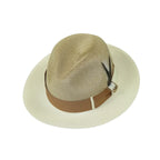 Men's Milani Straw Braided Fedora Hat Soft Crushable FDS-006 Ivory/Cognac