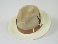 Men's Milani Straw Braided Fedora Hat Soft Crushable FDS-006 Ivory/Cognac