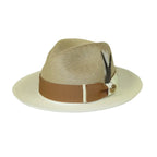 Men's Milani Straw Braided Fedora Hat Soft Crushable FDS-006 Ivory/Cognac