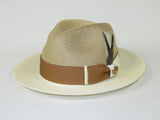 Men's Milani Straw Braided Fedora Hat Soft Crushable FDS-006 Ivory/Cognac