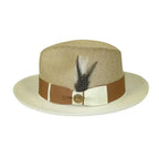 Men's Milani Straw Braided Fedora Hat Soft Crushable FDS-006 Ivory/Cognac