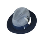 Men's Milani Straw Braided Fedora Hat Soft Crushable FDS-006 Navy/White