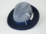 Men's Milani Straw Braided Fedora Hat Soft Crushable FDS-006 Navy/White
