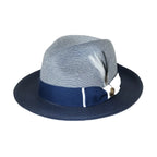 Men's Milani Straw Braided Fedora Hat Soft Crushable FDS-006 Navy/White