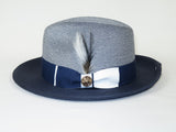 Men's Milani Straw Braided Fedora Hat Soft Crushable FDS-006 Navy/White