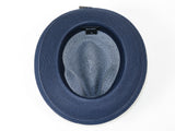 Men's Milani Straw Braided Fedora Hat Soft Crushable FDS-006 Navy/White