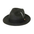 Men's Milani Straw Braided Fedora Hat Soft Crushable FDS-002 Solid Black