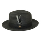 Men's Milani Straw Braided Fedora Hat Soft Crushable FDS-002 Solid Black