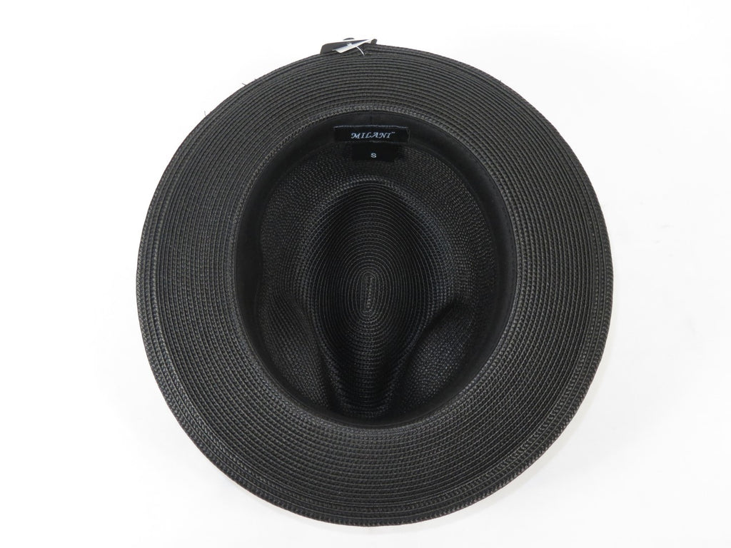 Men's Milani Straw Braided Fedora Hat Soft Crushable FDS-002 Solid Black