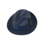 Men's Milani Straw Braided Fedora Hat Soft Crushable FDS-002 Solid Navy