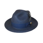 Men's Milani Straw Braided Fedora Hat Soft Crushable FDS-002 Solid Navy