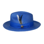 Men's Milani Straw Braided Fedora Hat Soft Crushable FDS-002 Solid Royal Blue