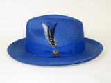 Men's Milani Straw Braided Fedora Hat Soft Crushable FDS-002 Solid Royal Blue