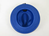 Men's Milani Straw Braided Fedora Hat Soft Crushable FDS-002 Solid Royal Blue