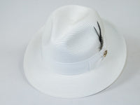 Men's Milani Straw Braided Fedora Hat Soft Crushable FDS-002 Solid White